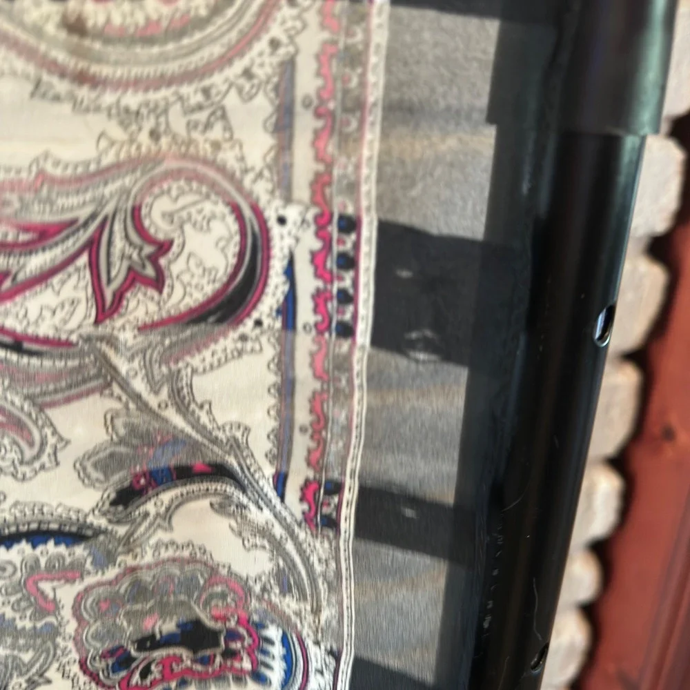 Paisley Square Scarf Black Grey Pink Striped Chiffon Large 33in Accessory